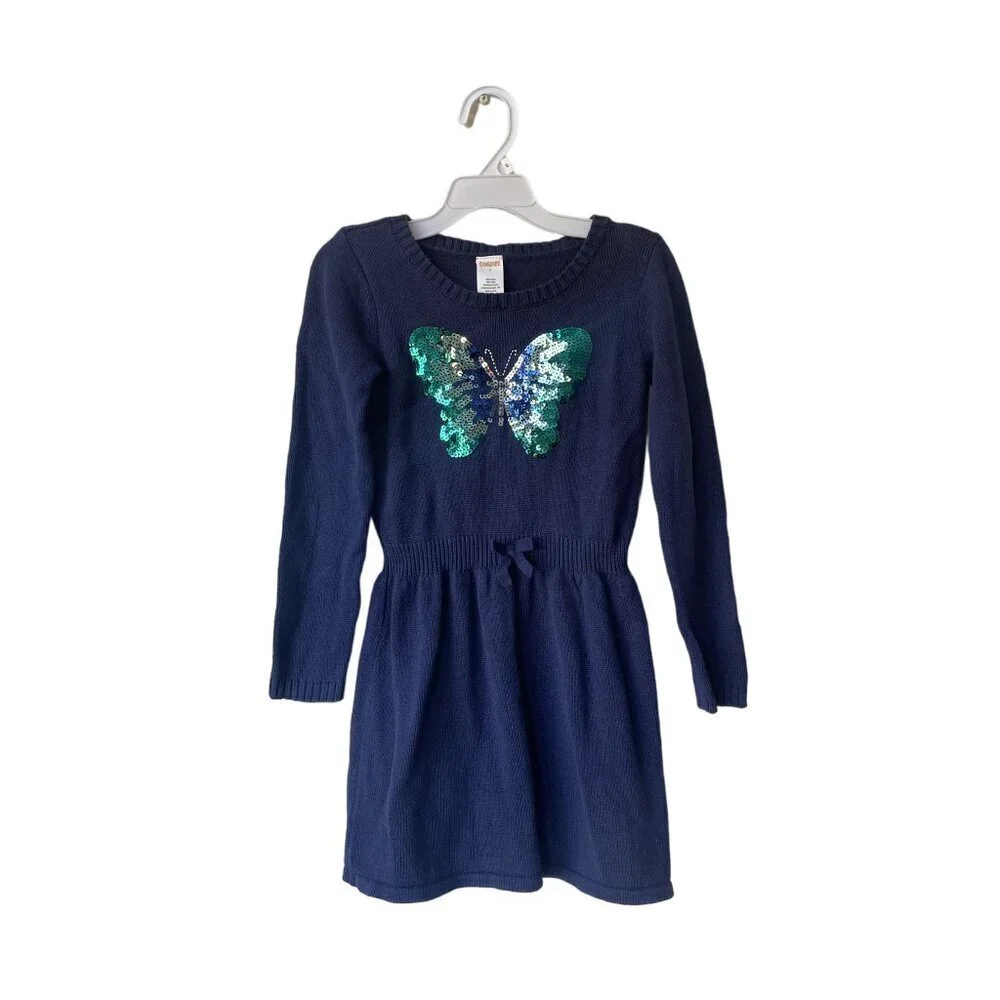Gymboree Dress Girls Size 7 Sequin Butterfly Long Sleeve‎ Sweater Whimsical